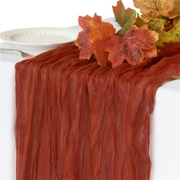 Fall Table Runner, 10FT Thanksgiving Cheesecloth Table Runner 35*120inch - Picture 1 of 7